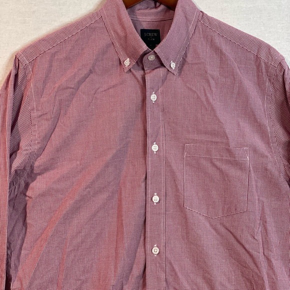 J.Crew Casual Shirt Mens M Flex Red Wine & White Button Up Long Sleeve - Picture 7 of 12